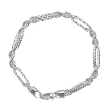 Silver Twisted Rope Bracelet 8.5" By Icesia