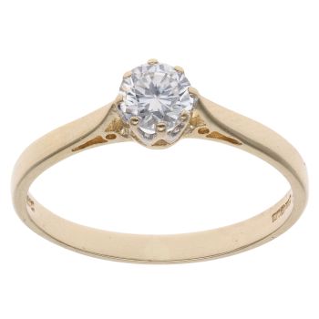 14ct Yellow Gold Cubic Zirconia Single Stone Ring