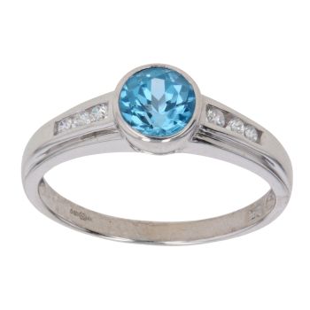 9ct White Gold Cubic Zirconia and Blue Topaz Ring