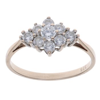 9ct Yellow Gold Cubic Zirconia Cluster Ring