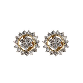 14ct Yellow Gold 2.52ct Brilliant Cut Diamond Cluster Earrings