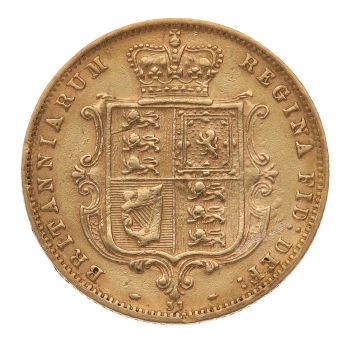 1876 Victoria Young Head UK Half Sovereign Coin