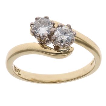 18ct Yellow Gold 0.50ct Brilliant Cut Diamond Two Stone Ring