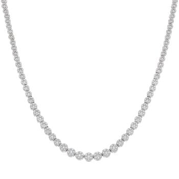 Platinum 5.00ct Brilliant Cut Diamond Multi-Cluster Necklace 18"