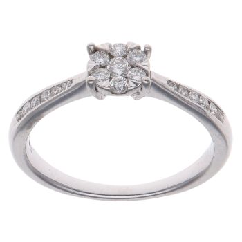 9ct White Gold 0.25ct Brilliant Cut Diamond Cluster Ring