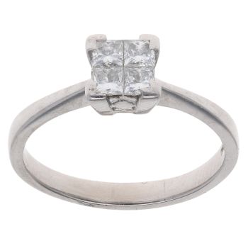 Platinum 0.55ct Princess Cut Diamond Cluster Ring