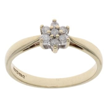 9ct Yellow Gold 0.15ct Diamond Cluster Ring