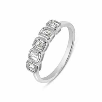 9ct White Gold 0.50ct Emerald Cut Lab Grown Diamond Five Stone Ring