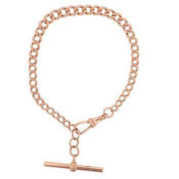 9ct Rose Gold Albert T-Bar Bracelet 8.5"
