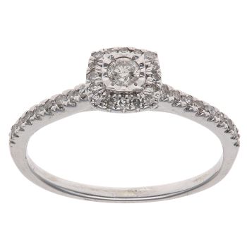 9ct White Gold 0.25ct Brilliant Cut Diamond Cluster Ring