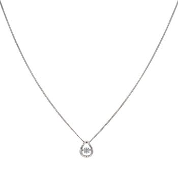 18ct White Gold 0.15ct Diamond Floating Solitaire Pendant And Chain 18"
