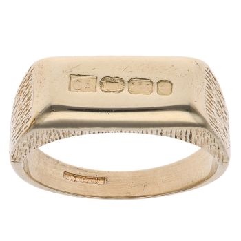 9ct Yellow Gold Bark Effect Signet Ring