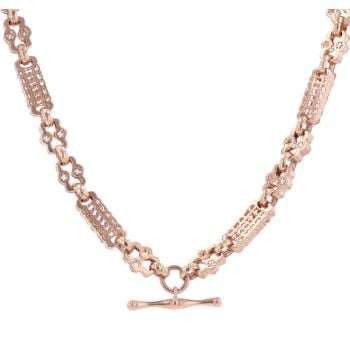 9ct Rose Gold Stars And Bars T-Bar Chain 20"