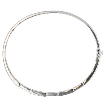 9ct White Gold 0.15ct Brilliant Cut Diamond Hinged Bangle