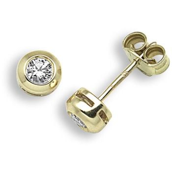 9 Carat Yellow Gold 30pts Rubover Earrings