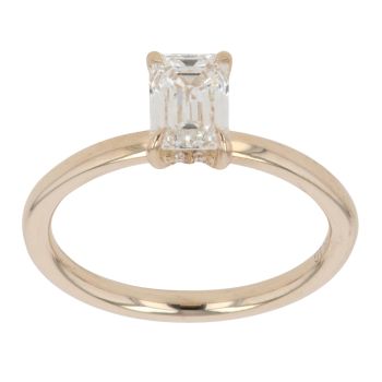 9ct Yellow Gold 1.11ct Emerald Cut Lab Grown Diamond Solitaire Ring