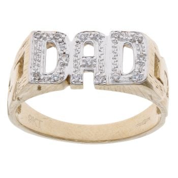 9ct Yellow Gold Cubic Zirconia Dad Ring