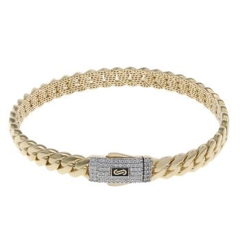 14ct Yellow Gold Monaco Classic Cubic Zirconia Pave Lock Bangle