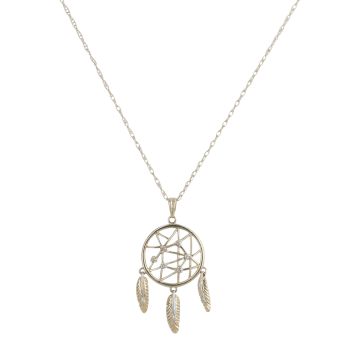 9ct Yellow Gold 0.05ct Diamond Dreamcatcher Pendant and Chain 18"
