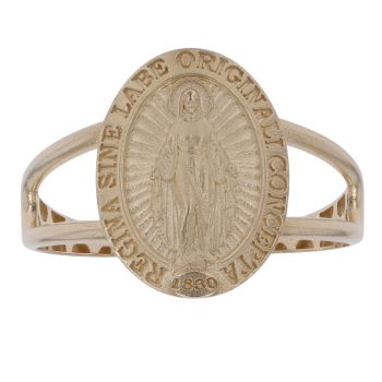 14ct Yellow Gold Our Lady Disc Ring