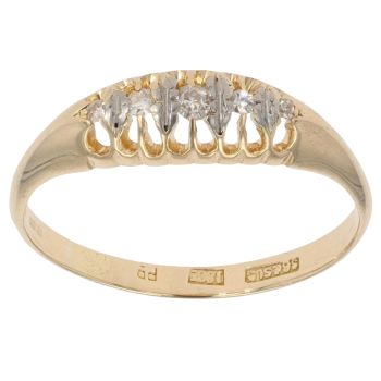 18ct Yellow Gold 0.10ct Diamond Five Stone Ring