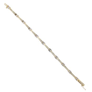 18ct Yellow And White Gold 0.85ct Brilliant Cut Diamond Bracelet 7"