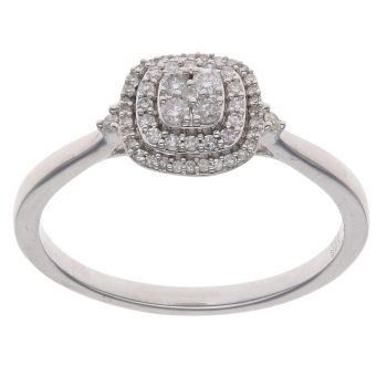 9ct White Gold 0.20ct Brilliant and Single Cut Diamond Cluster Ring