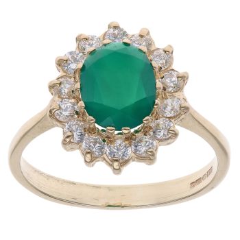 9ct Yellow Gold Cubic Zirconia and Chalcedony Cluster Ring
