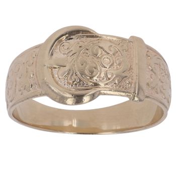 9ct Yellow Gold Patterned Buckle Ring