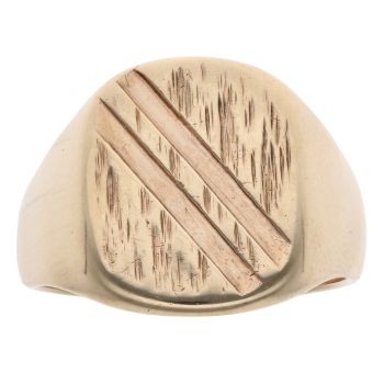 9ct Yellow Gold Square Stripe Signet Ring