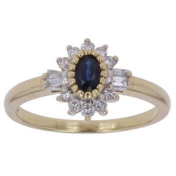 18ct Yellow Gold 0.25ct Diamond and Sapphire Cluster Ring