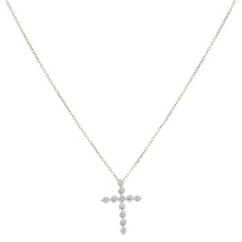 9ct Yellow Gold 0.32ct Brilliant Cut Lab Grown Cross Pendant and Chain 18"