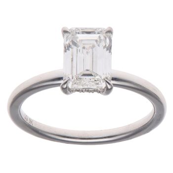 9ct White Gold 2.08ct Emerald Cut Lab Grown Diamond Solitaire Ring