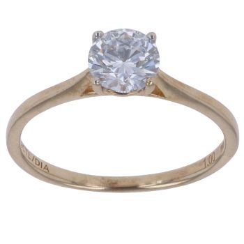 9ct Yellow Gold 1.00ct Brilliant Cut Lab Grown Diamond Solitaire Ring