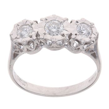 18ct White Gold 0.50ct Brilliant Cut Diamond Trilogy Ring