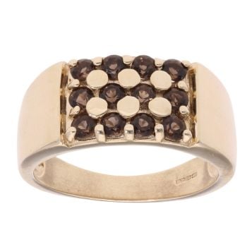 9ct Yellow Gold Stone Smokey Quartz Signet Ring