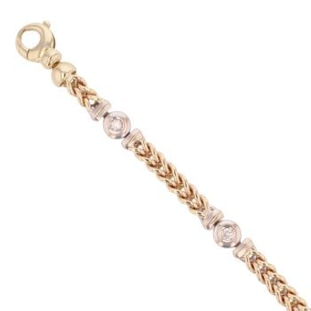 9ct Yellow and White Gold 0.45ct Diamond Bracelet 7"