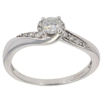 9ct White Gold 0.33ct Brilliant Cut Diamond Twist Solitaire Ring