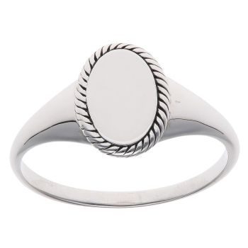 Silver Twisted Signet Ring