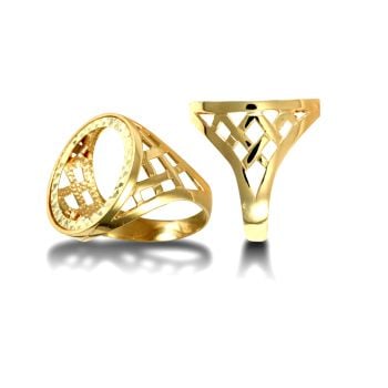 9ct Yellow Gold Half Sovereign Basket Ring Mount