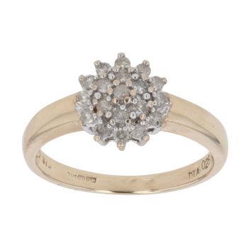 9ct Yellow Gold 0.25ct Brilliant Cut Diamond Cluster Ring