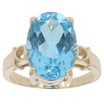9ct Yellow Gold Blue Topaz Single Stone Ring