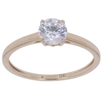 9ct Yellow Gold Cubic Zirconia Solitaire Ring