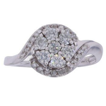 18ct White Gold 0.75ct Brilliant Cut Diamond Cluster Ring