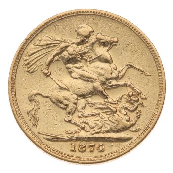 1874 Victoria Victoria Young Head Australia Full Sovereign Coin