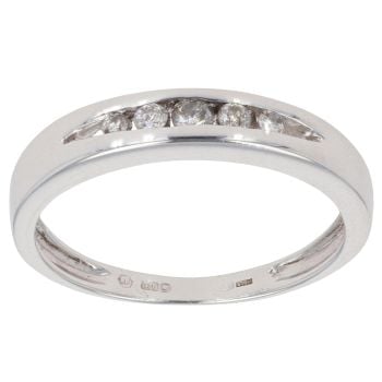 9ct White Gold 0.10ct Diamond Five Stone Ring