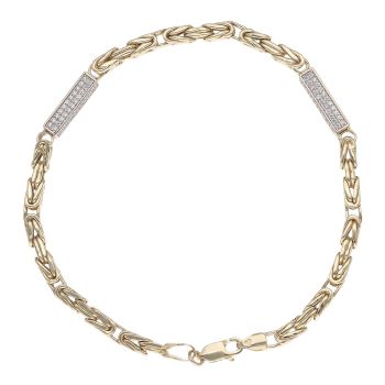14ct Yellow Gold Cubic Zirconia Byzantine Bracelet 8.5"