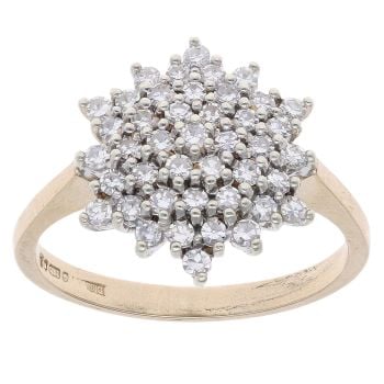 9ct Yellow Gold 0.50ct Brilliant Cut Diamond Cluster Ring