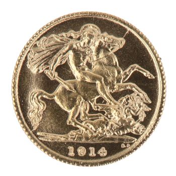 1914 George V Large Head UK Half Sovereign Coin