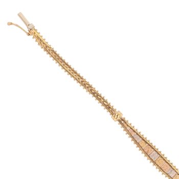 18ct Yellow White and Rose Gold Fancy Bracelet 7"